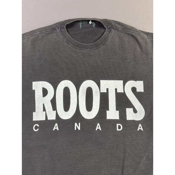 Vintage Rare 90s Roots Canada Sun Faded Black Crewneck Sweater Fit Medium Hype - Picture 3 of 12